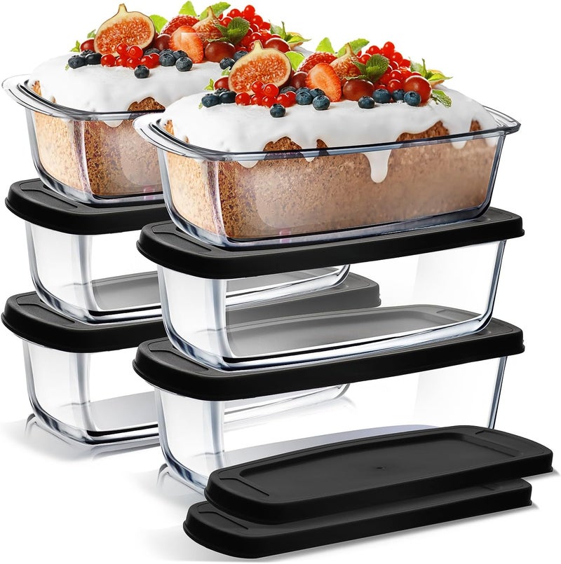 Nestlé Set of 6 Glass Bread Loaf Pans for Baking Bread Glass Food Storage Containers with Lids, Glass Baking Dishes for Oven, Pound Cake Pan 1.9 Quart - Image 1